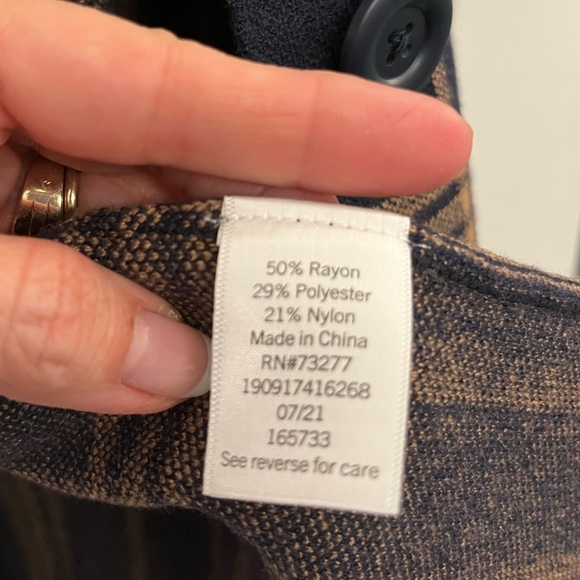 Nine West Navy Plaid Coatigan, Long Sweater, LN, Small - Picture 10 of 12